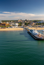 Bournemouth pier on sunny day view from sea